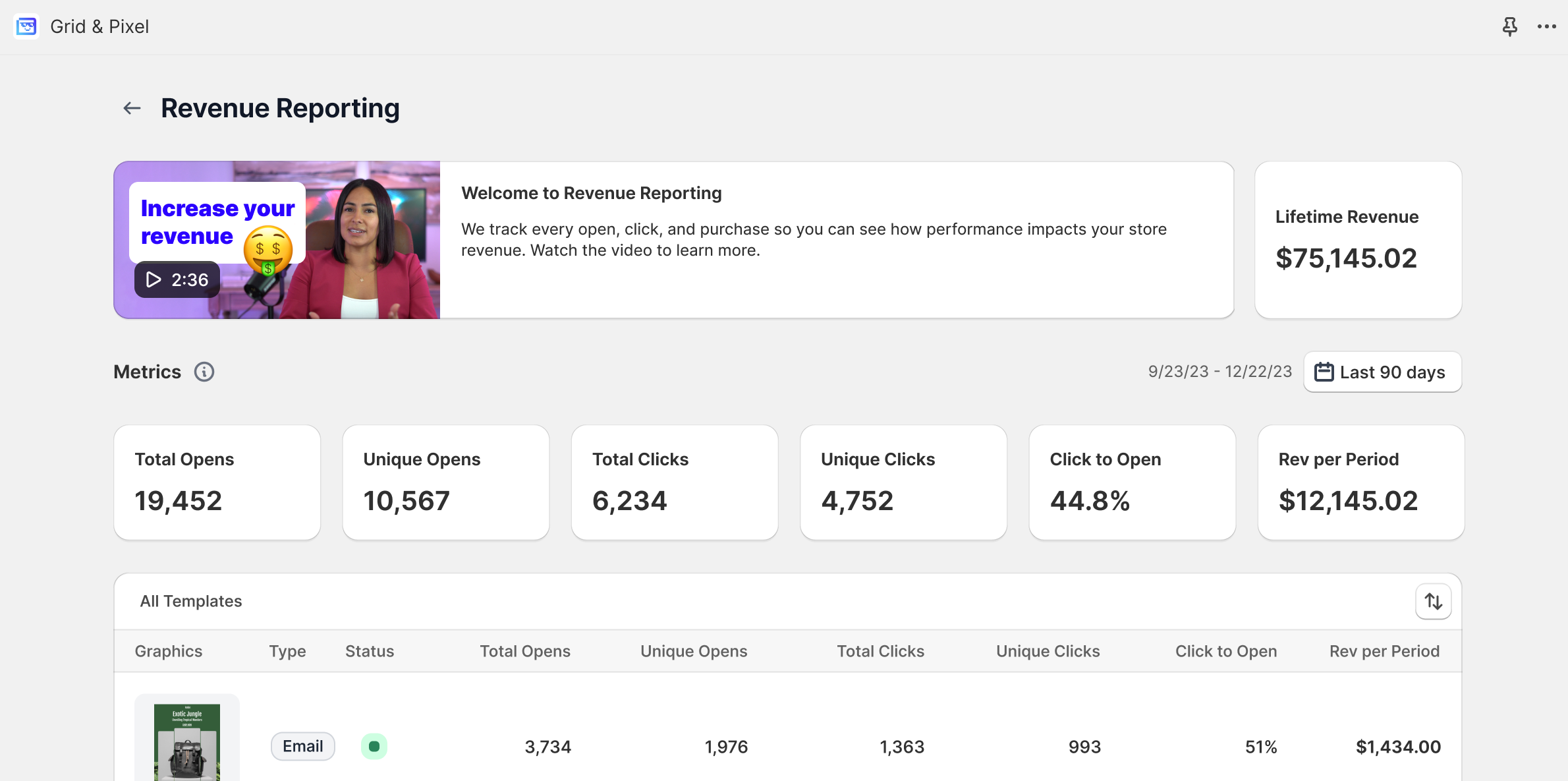 See the Impact of Grid & Pixel Graphics with Revenue Reporting